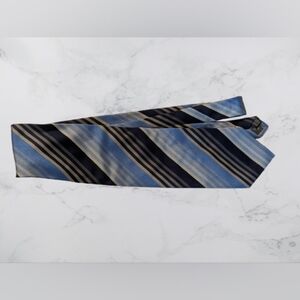 Handmade Silk Striped Blue Gold Men's Tie